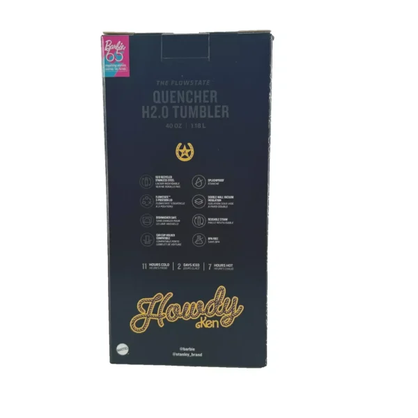 Barbie x Stanley Tumbler Western Howdy Ken 40 oz Quencher Black New In Hand - Image 6